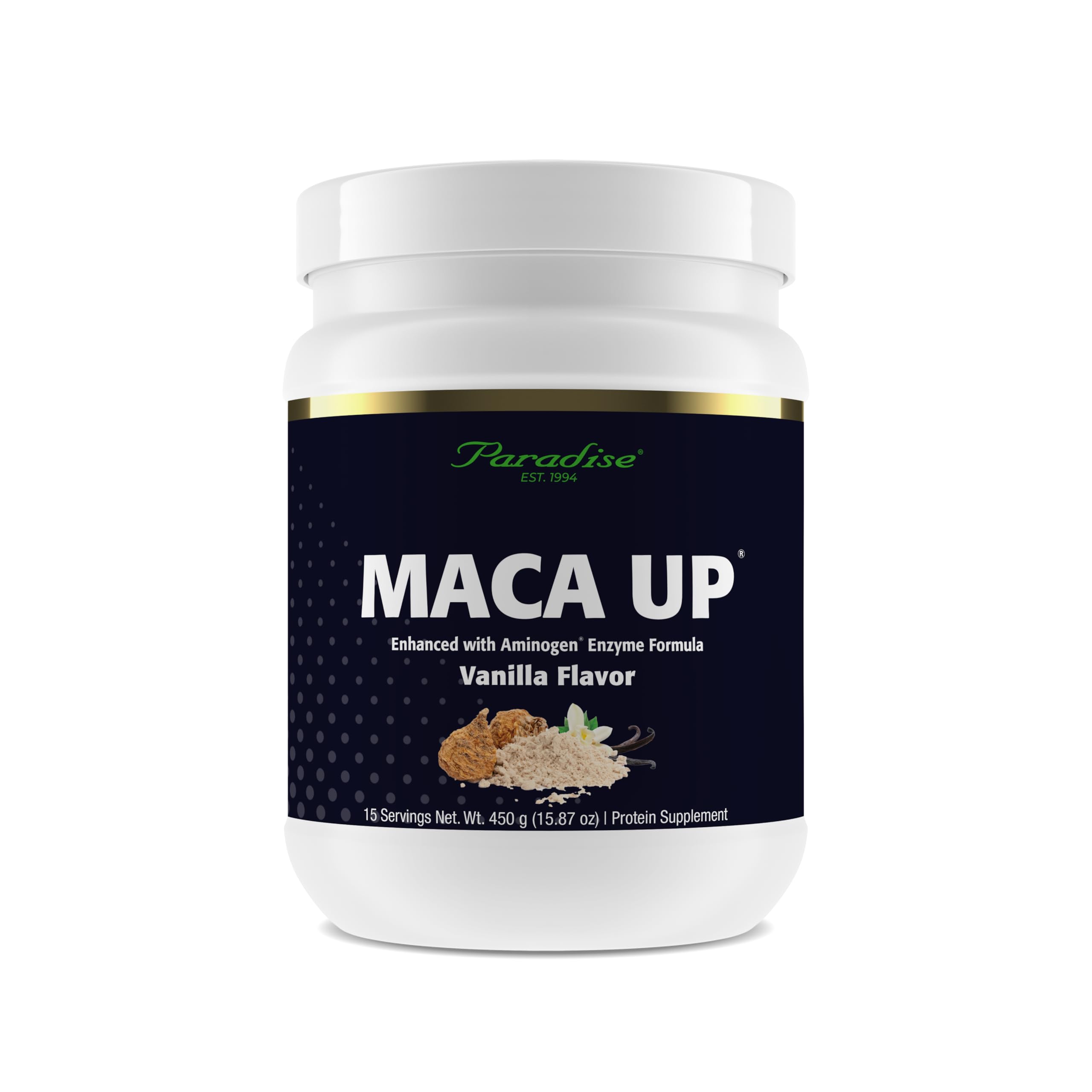 Paradise Herbs Maca Up vanilla protein scoop for easy post-workout shakes