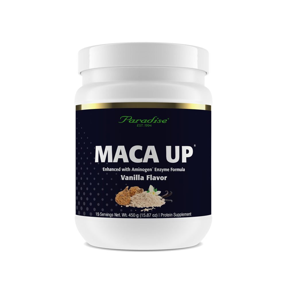 Paradise Herbs Maca Up vanilla protein scoop for easy post-workout shakes