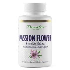 Paradise Herbs Passion Flower bottle – 60 vegetarian capsules (ultra-pure, vegan, gluten-free).