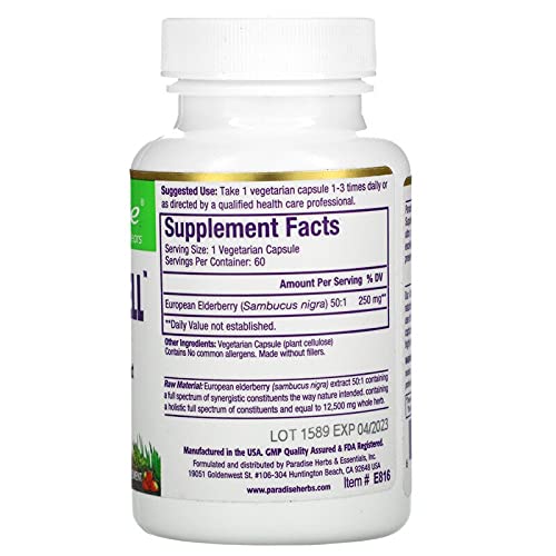 Ultra-pure elderberry extract capsules product shot highlighting vegan and gluten-free features