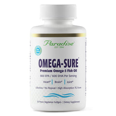 Bottle of Paradise Omega-Sure Fish Oil with EPAX origin