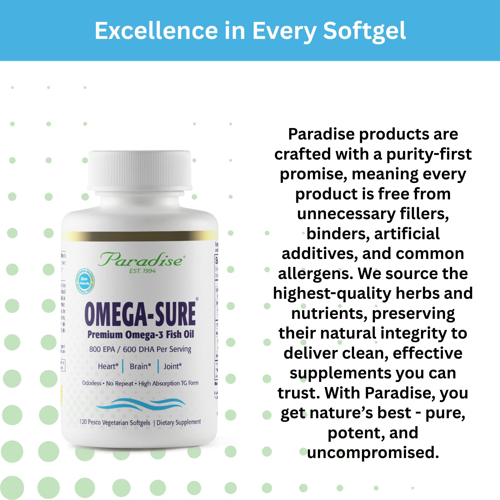 Gelatin-free Omega-Sure softgel capsules