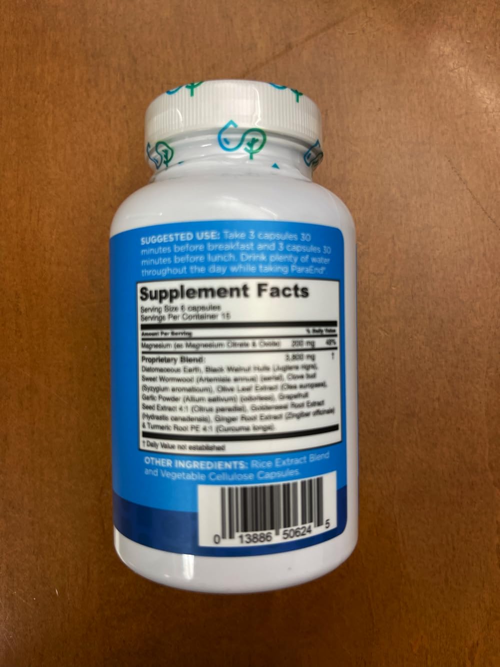 Vegan, non-GMO, gluten-free badge on ParaEnd label