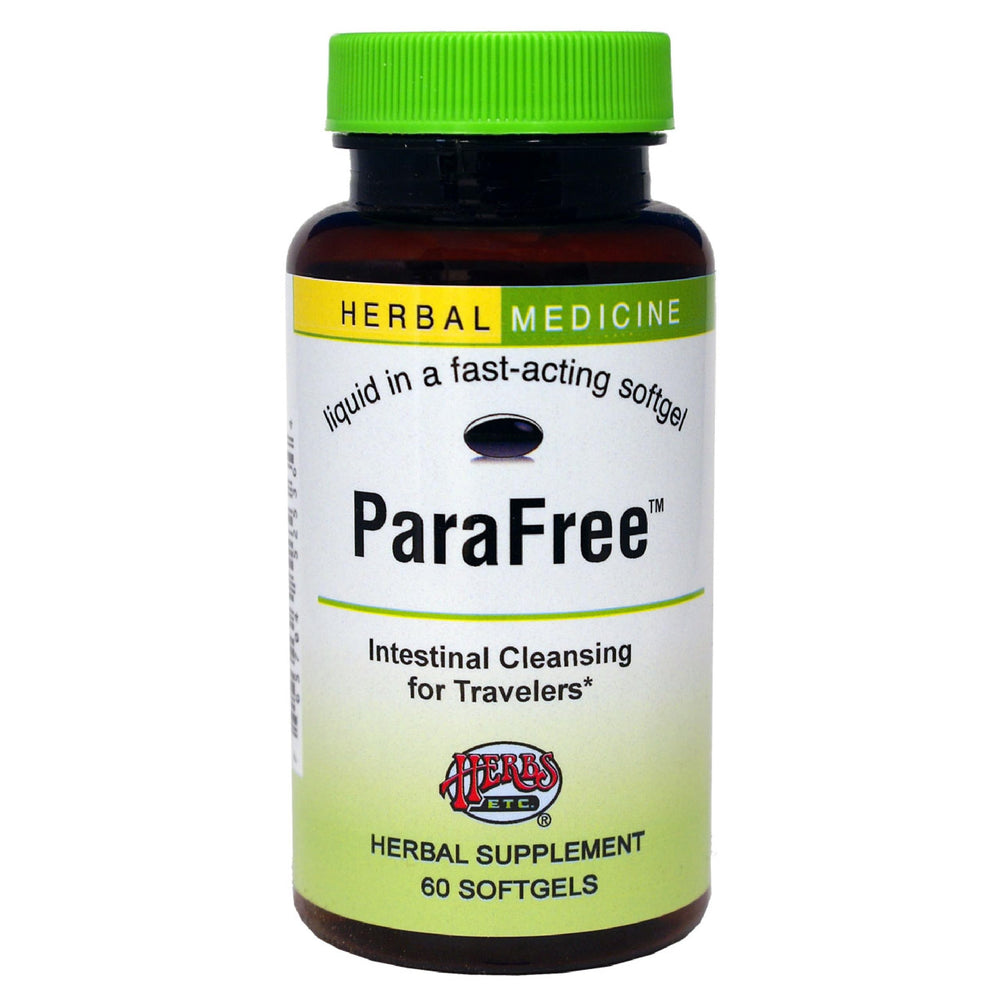 Parafree bottle label highlighting digestive support ingredients