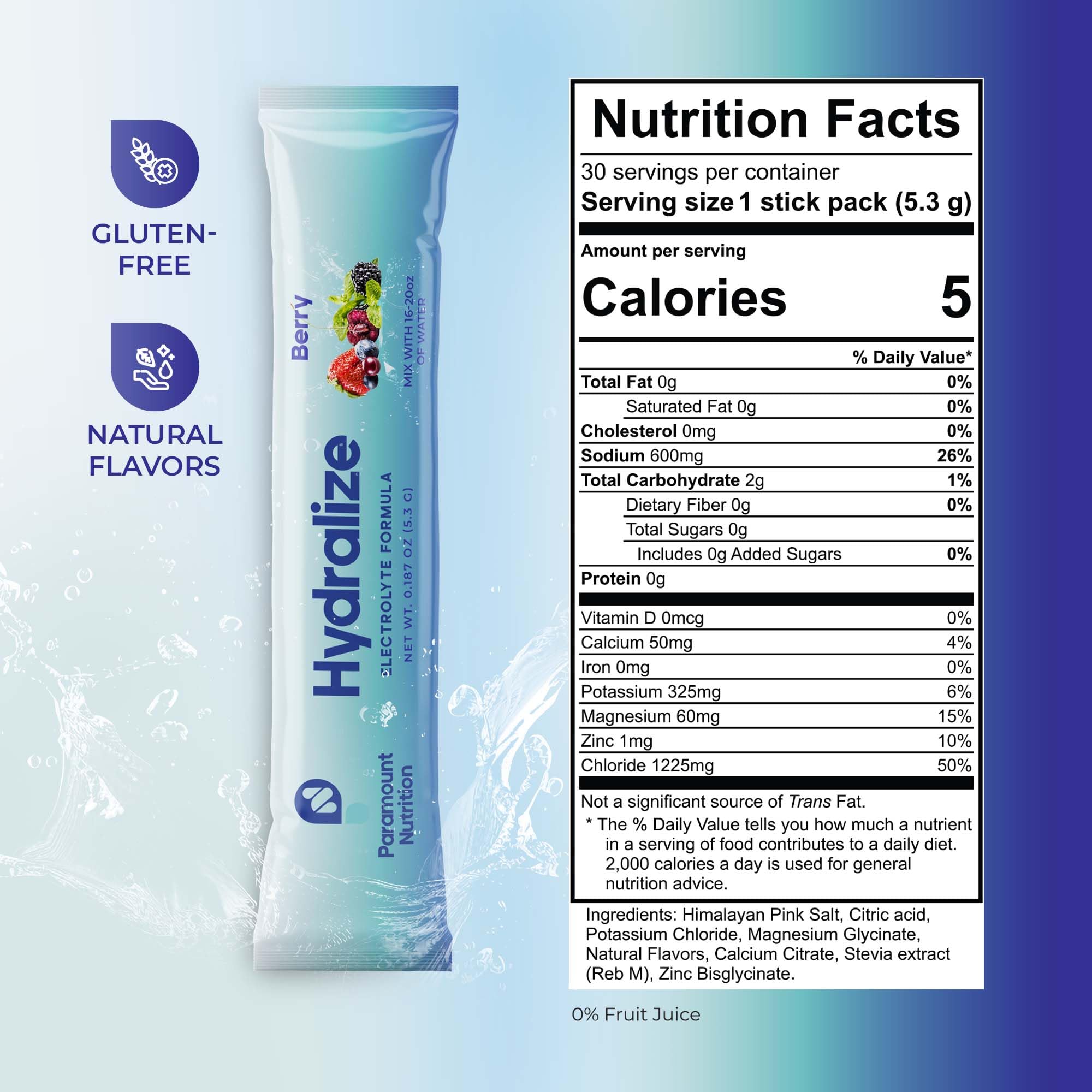 Berry flavored electrolyte powder being poured into water