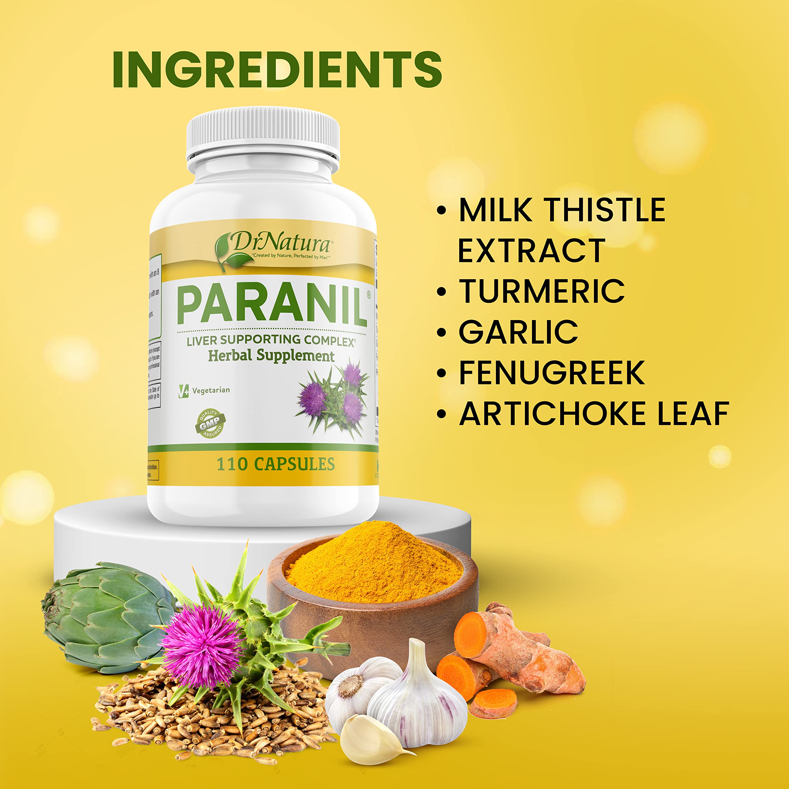 Paranil Vegetarian capsules arranged with the bottle