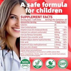 Nutritional info showing 45 mg elemental iron and 100 mg vitamin C