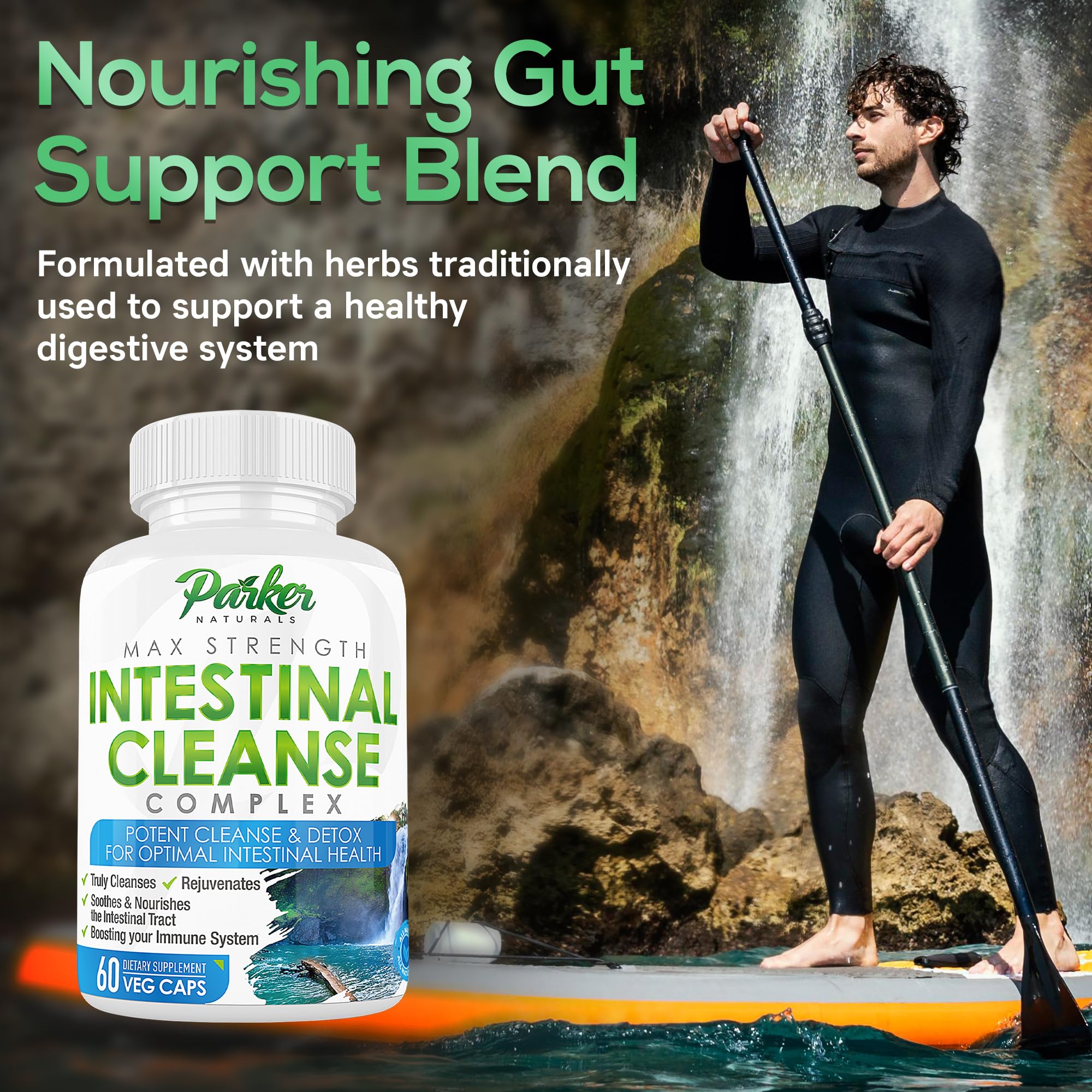 Label highlighting key ingredients: black walnut hull, wormwood, echinacea