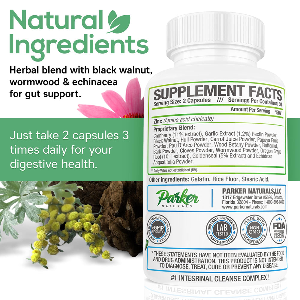 Parker Naturals Intestinal Cleanse packaging and capsules
