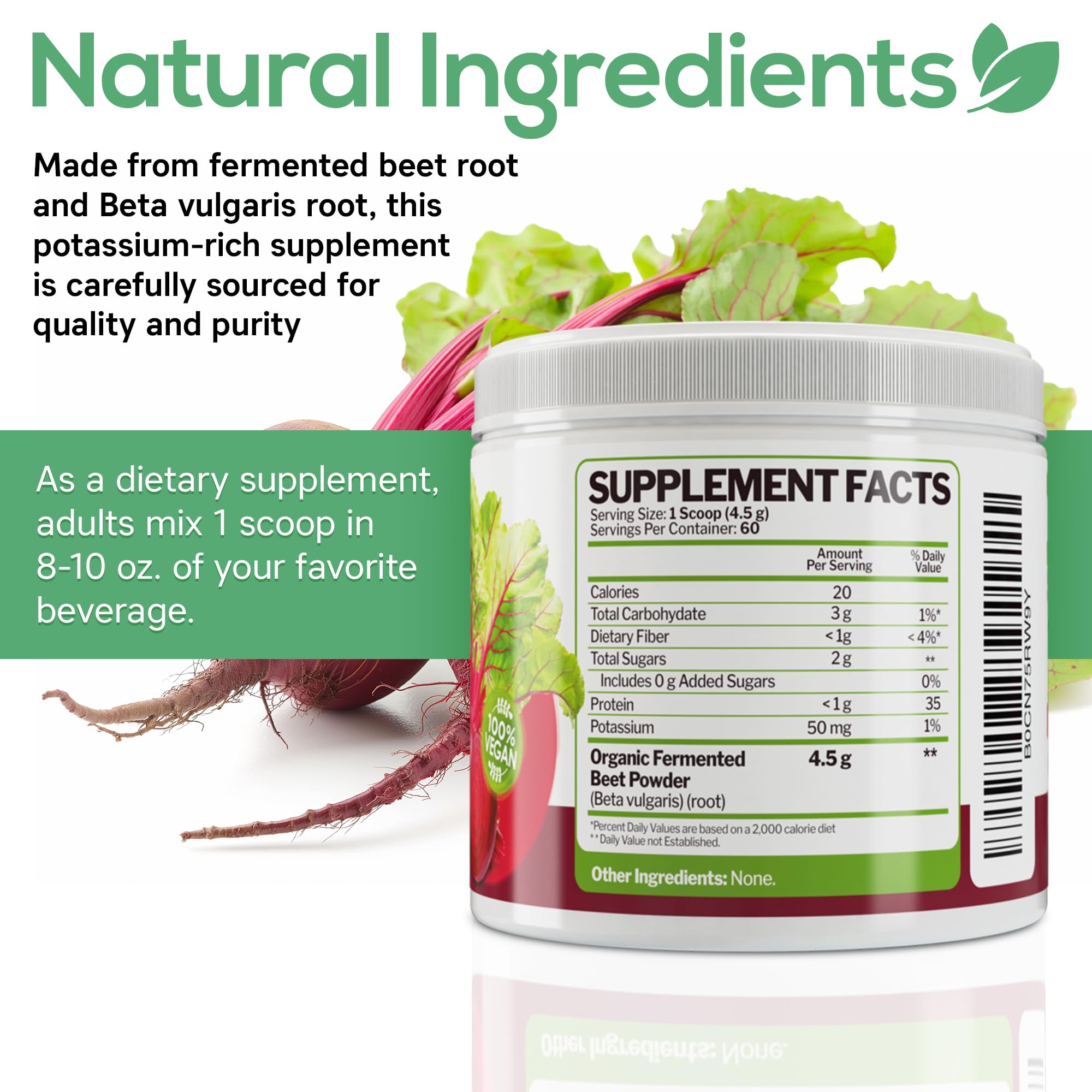 Gluten-free, non-GMO, vegan beet root powder ingredients