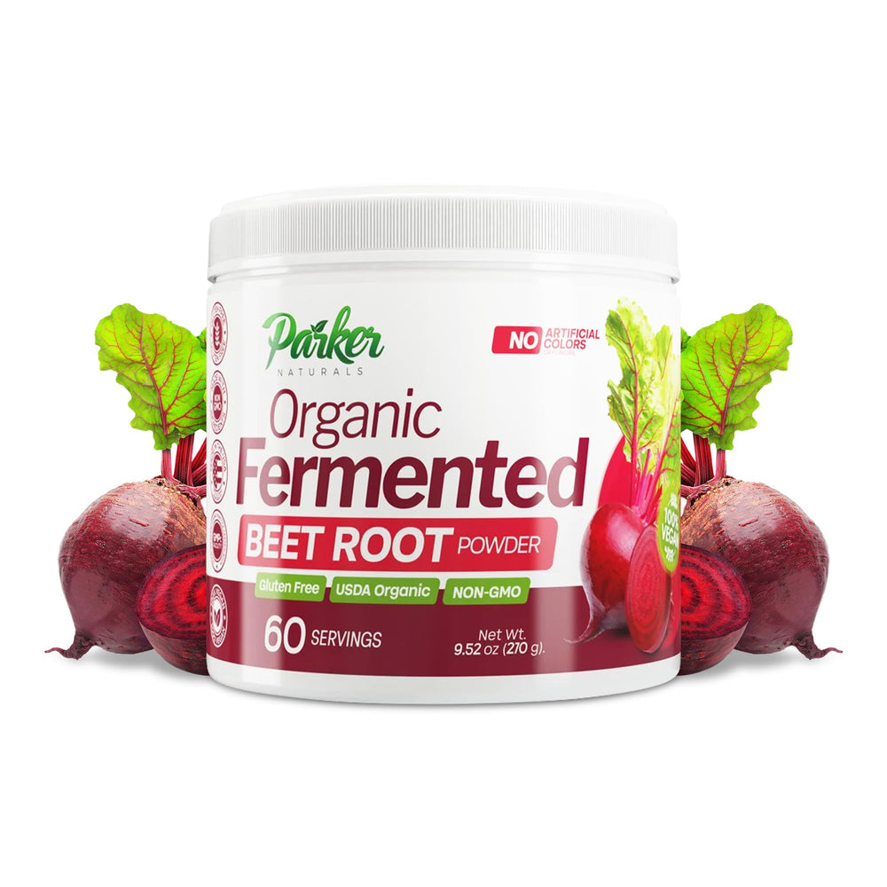 Front view of Parker Naturals Organic Fermented Beet Root Powder 9.52 oz