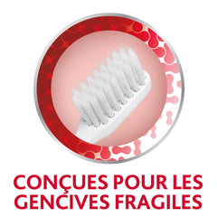 Close-up of extra-thin tapered bristles removing plaque