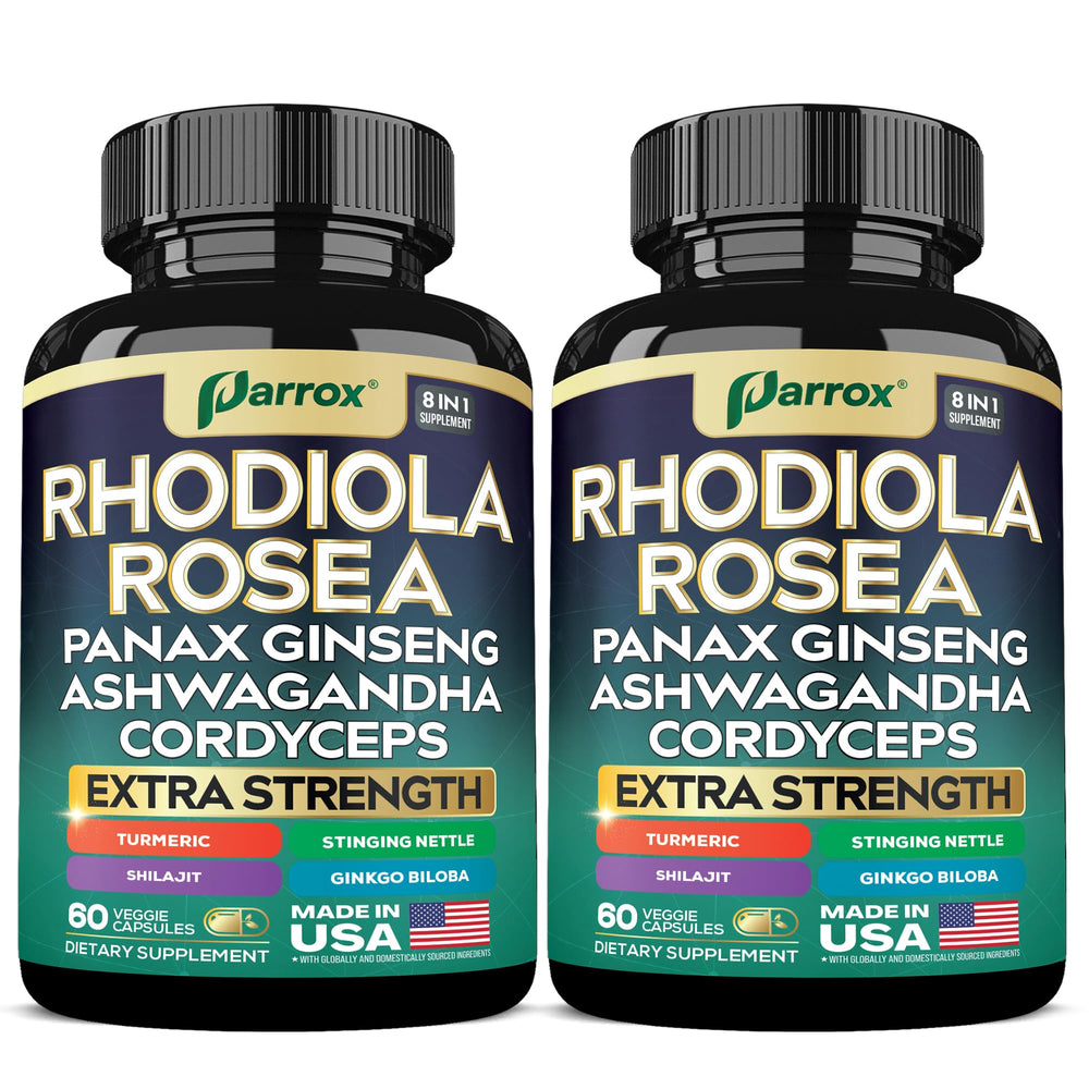 Parrox 8-in-1 adaptogen blend capsules packaging hero image