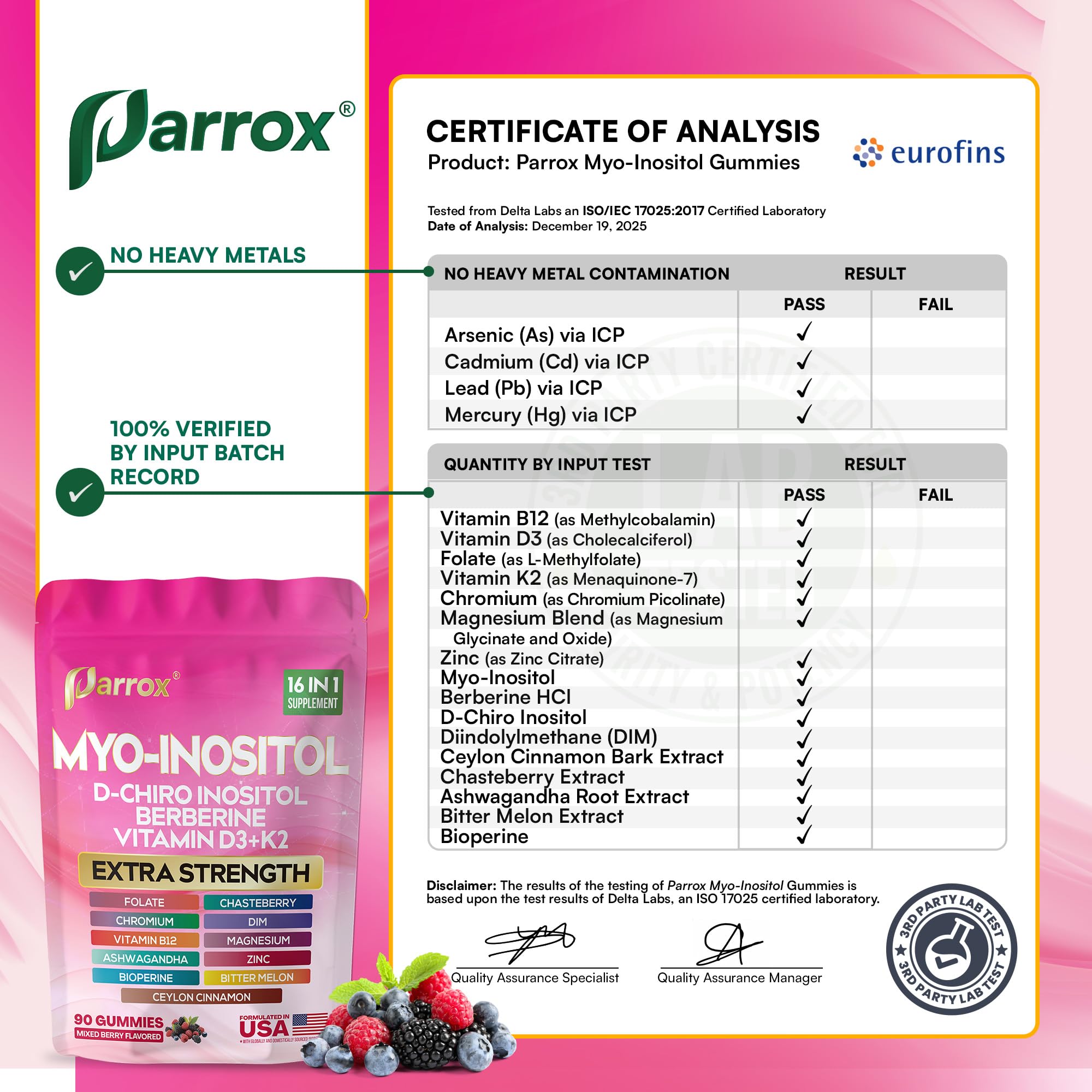 Parrox bottle next to berries showing mixed-berry flavor and natural appeal