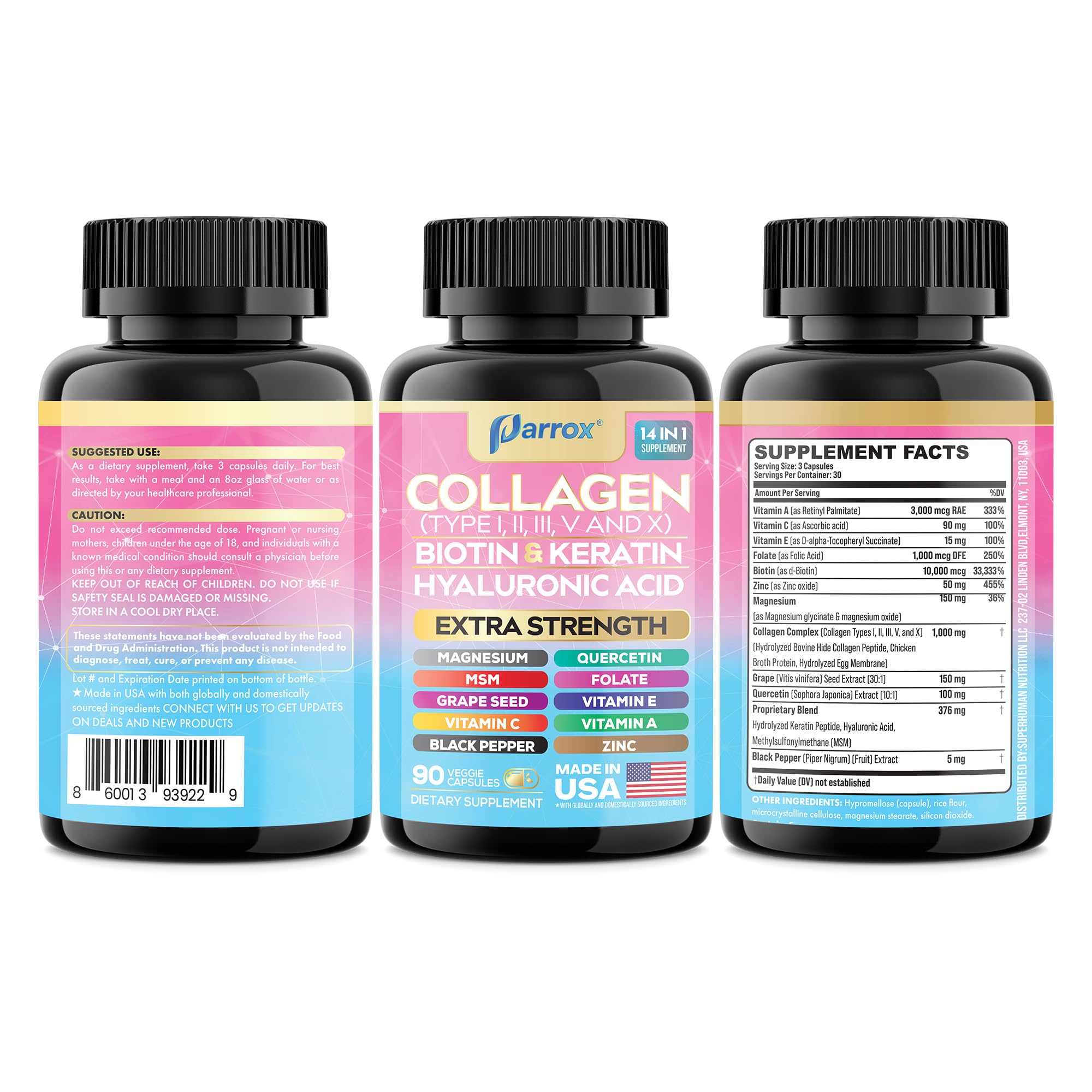 Parrox Collagen 3-Pack displayed in promotional setup