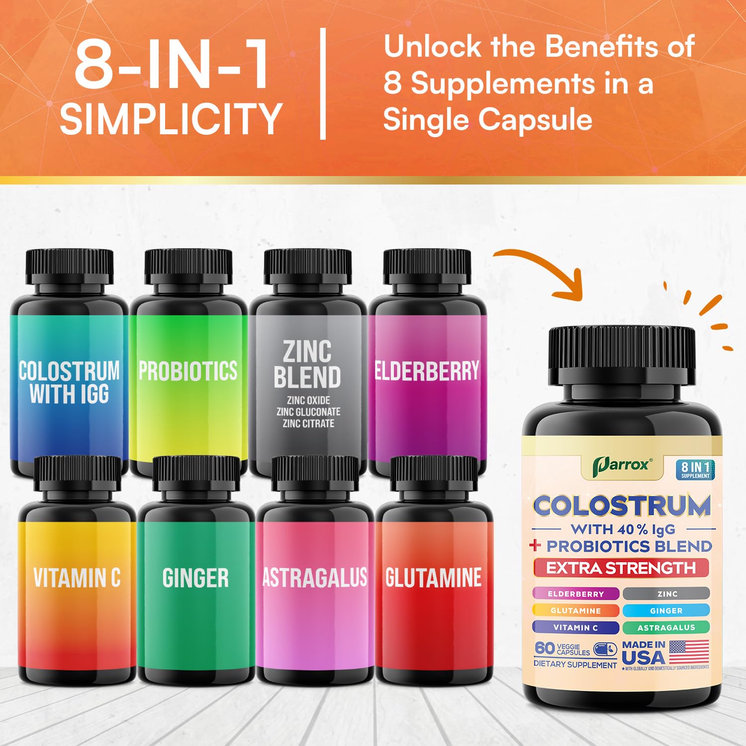 Capsules and label featuring probiotics blend