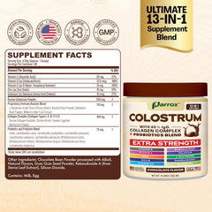 Parrox Colostrum Powder Chocolate flavor - ingredients panel