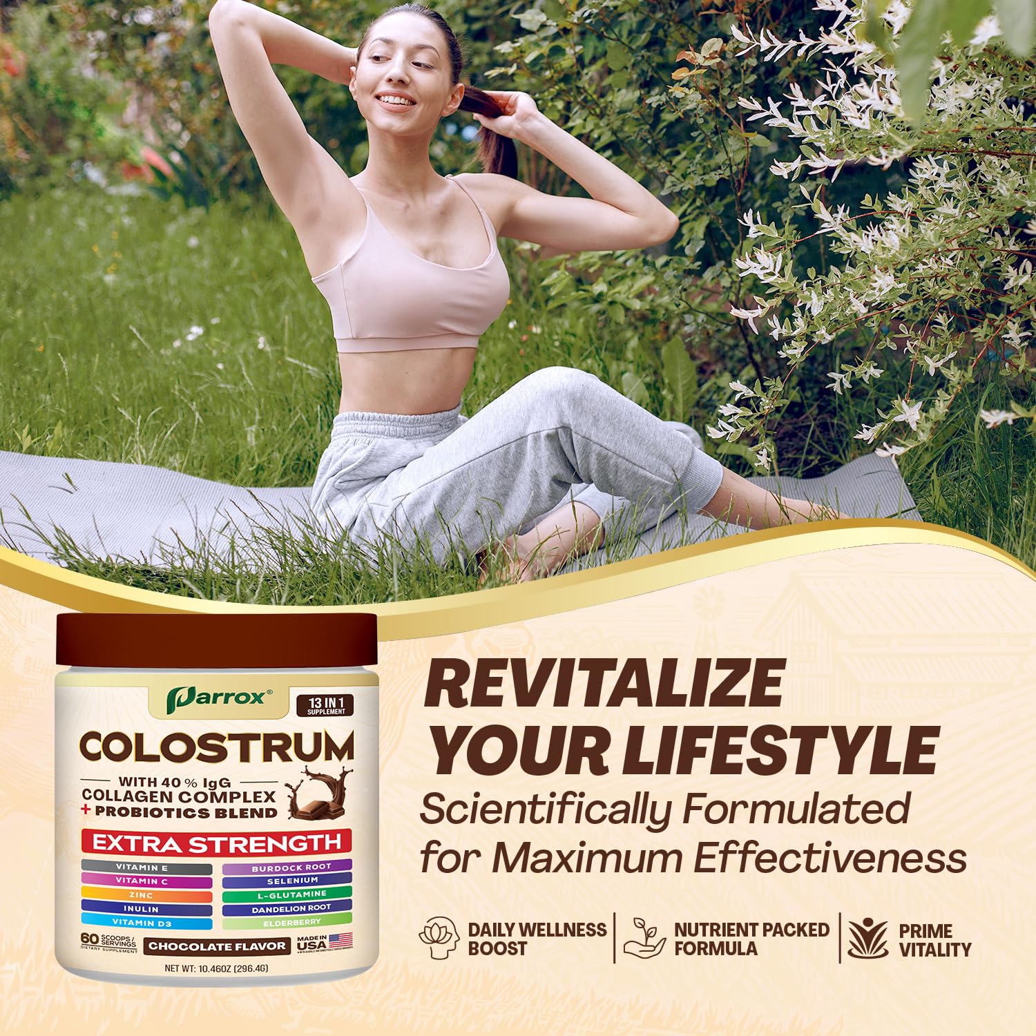 USA-made grass-fed quality badge on packaging