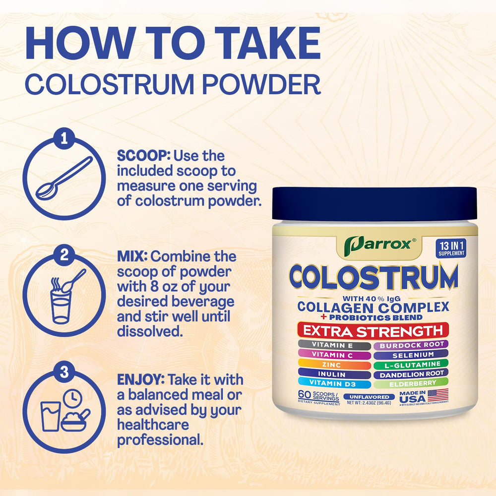 Made in USA Parrox Colostrum Powder packaging