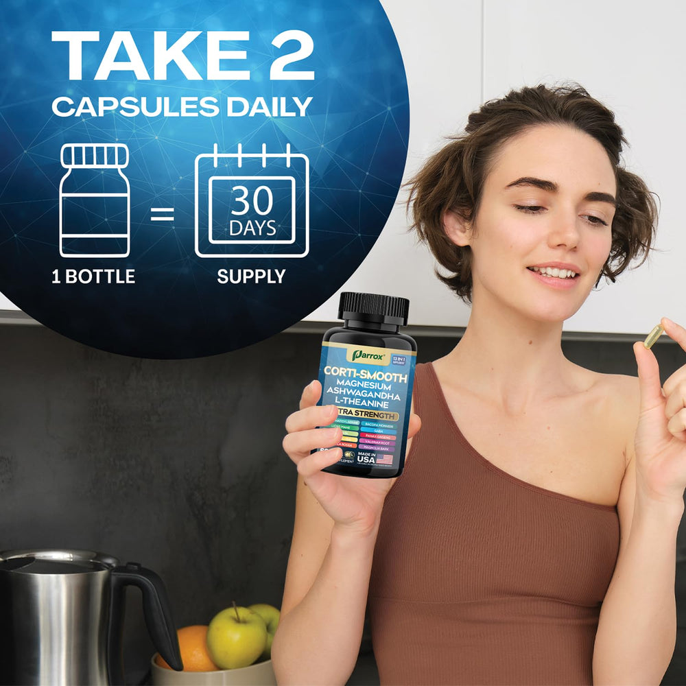 60-capsule Parrox Corti-Smooth bottle with dosage information