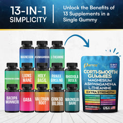 Illustration of Magnesium Glycinate, Ashwagandha, and L-Theanine ingredients