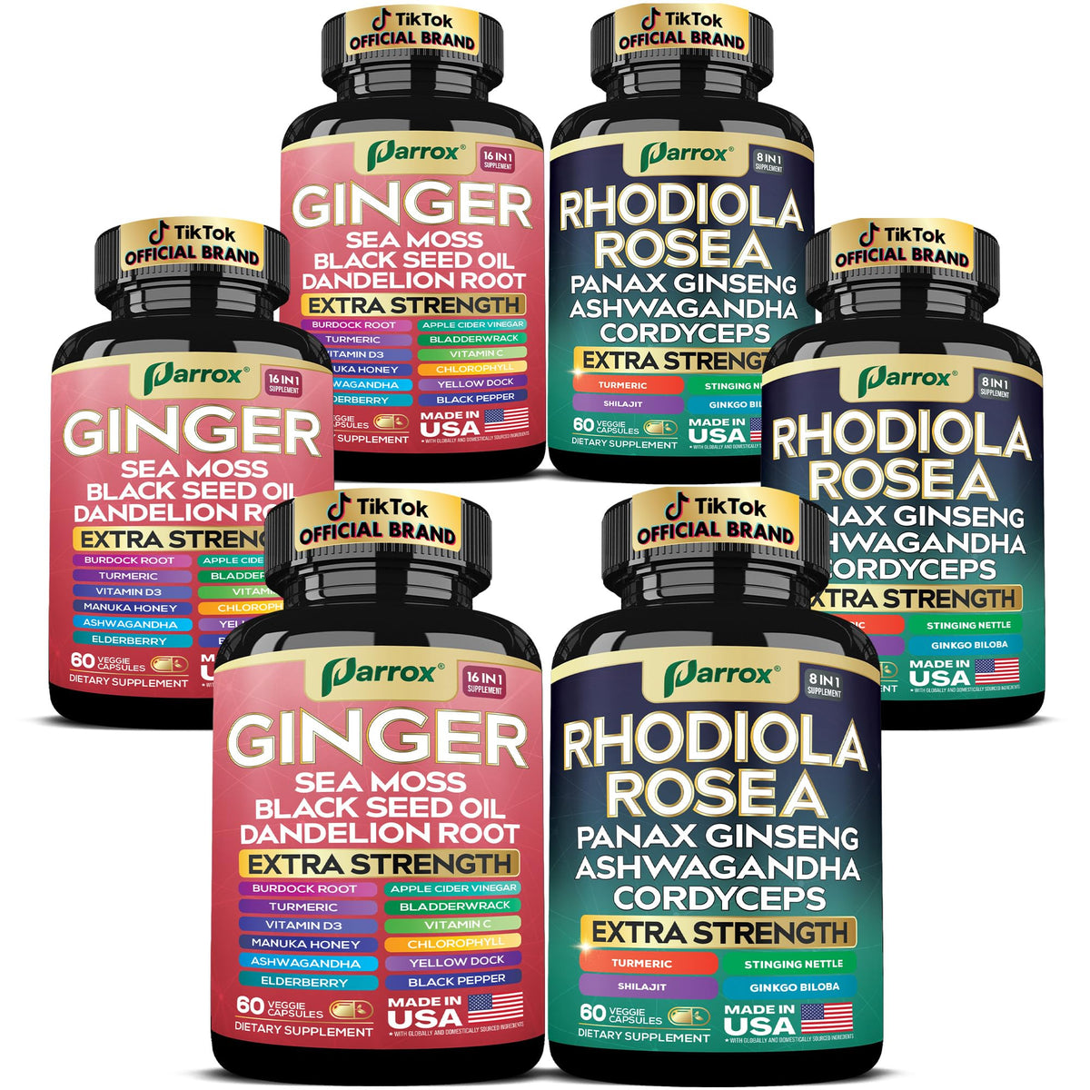 Parrox Dynamic Duo Herbal Bundle – Ginger formula bottle front view