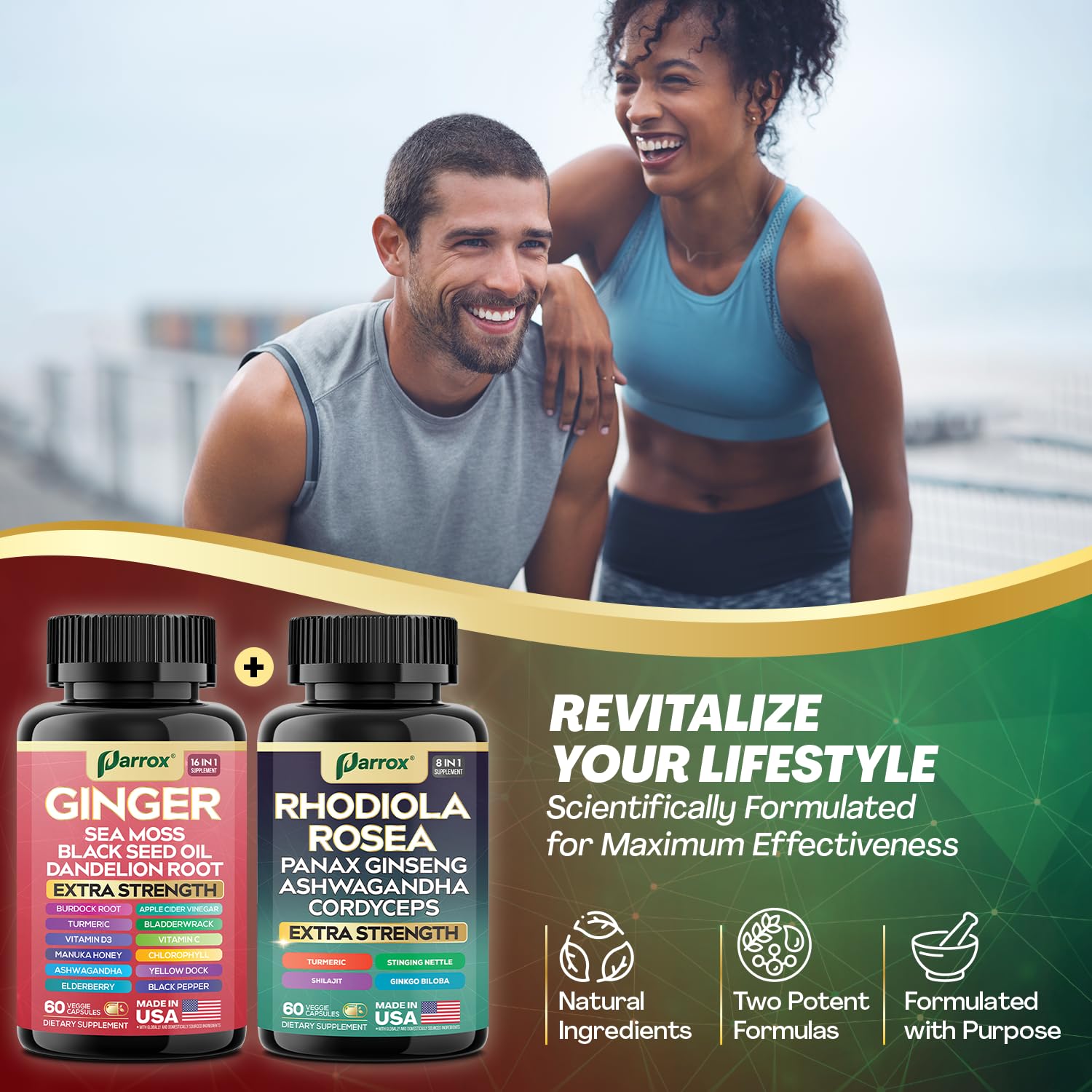 Rhodiola formula bottle with 60 capsules visible