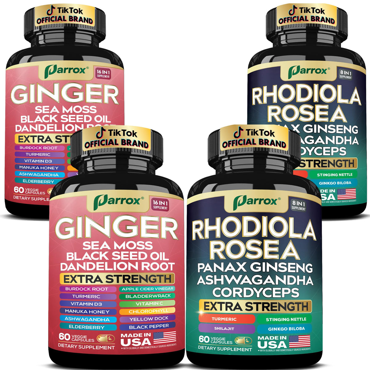 Parrox Dynamic Duo Herbal Bundle Ginger and Rhodiola front view