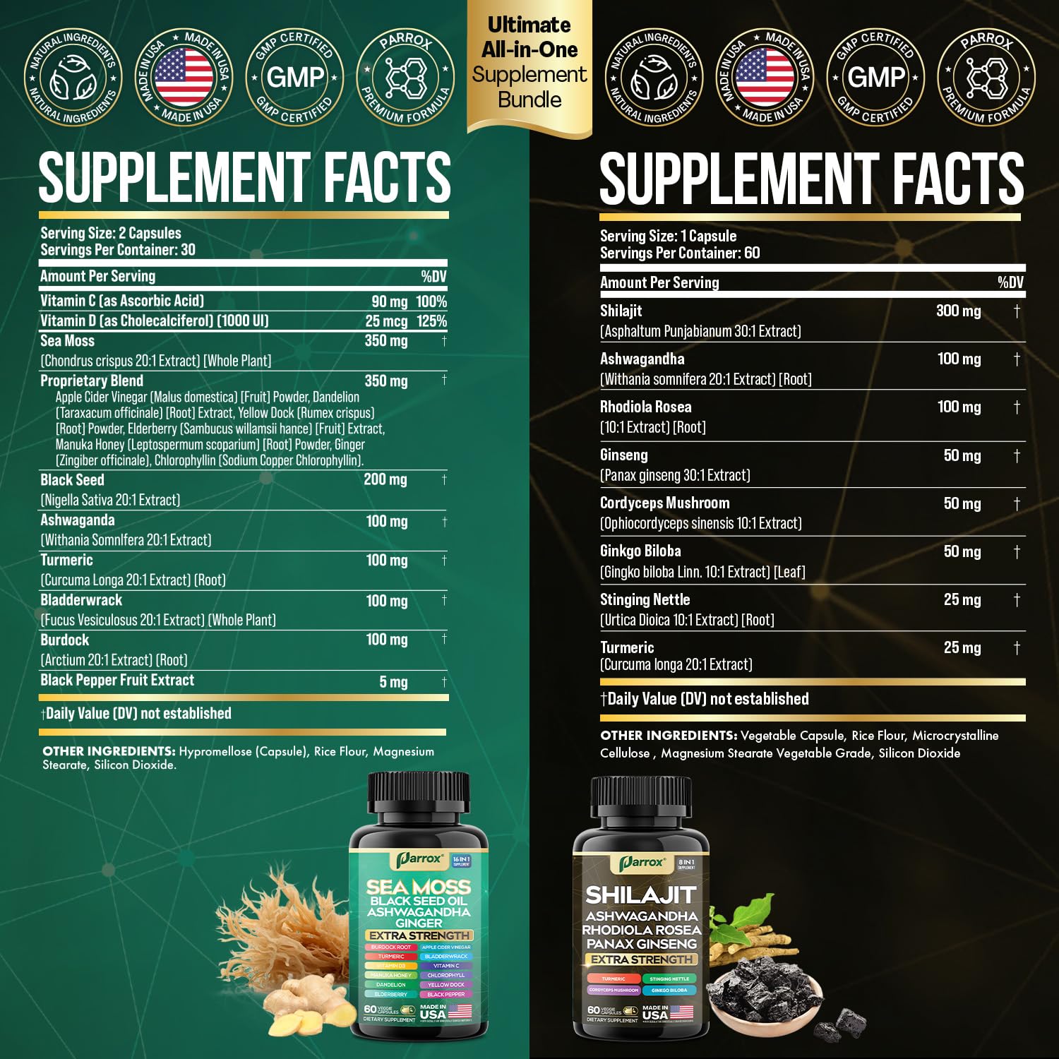 Shilajit bottle front label close-up