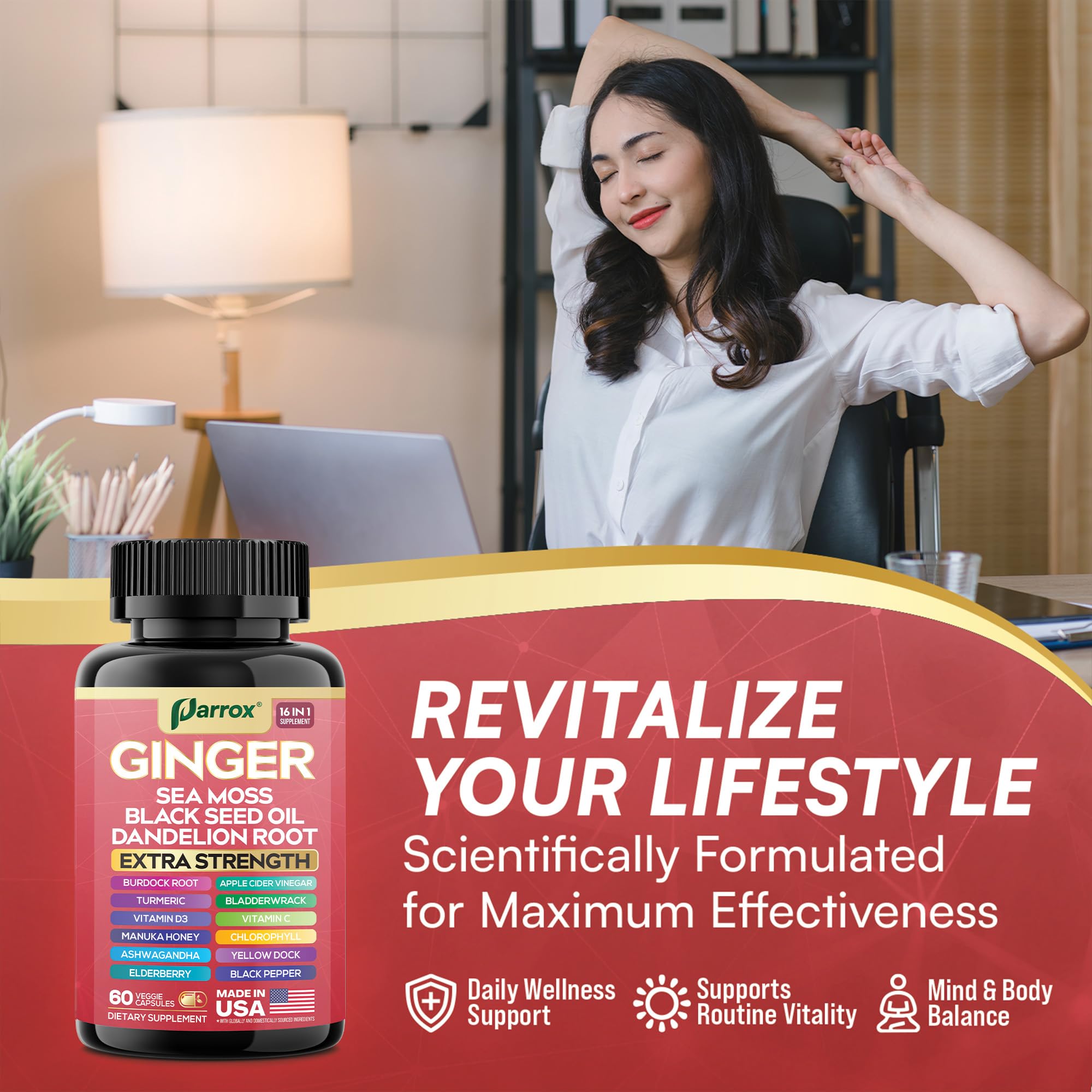 Dandelion Root and Chlorophyll included in Parrox Ginger 16-in-1