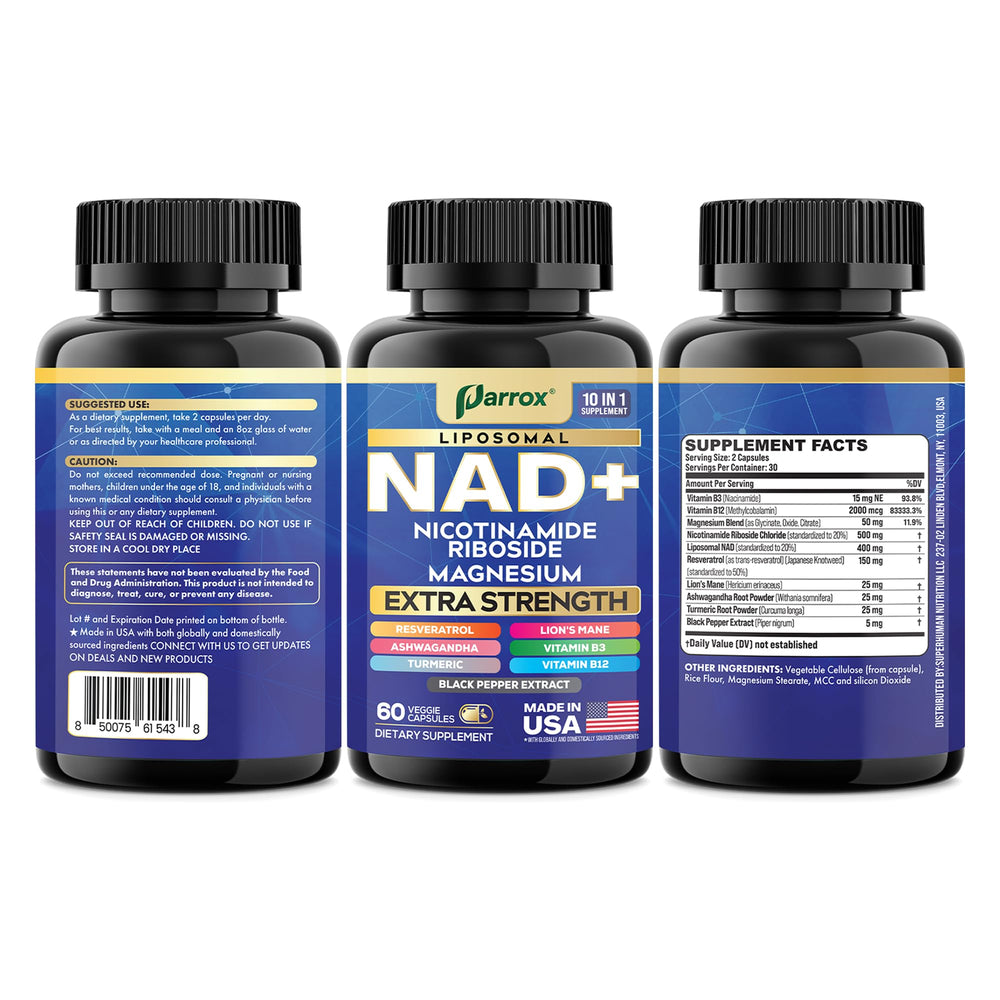 Parrox NAD+ 3-pack packaging and labeling