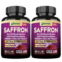 Parrox Saffron 6-in-1 supplement bottle – front