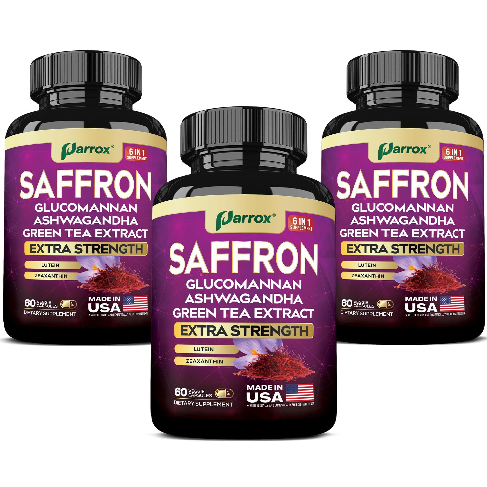 Parrox Saffron bottle with 60 capsules