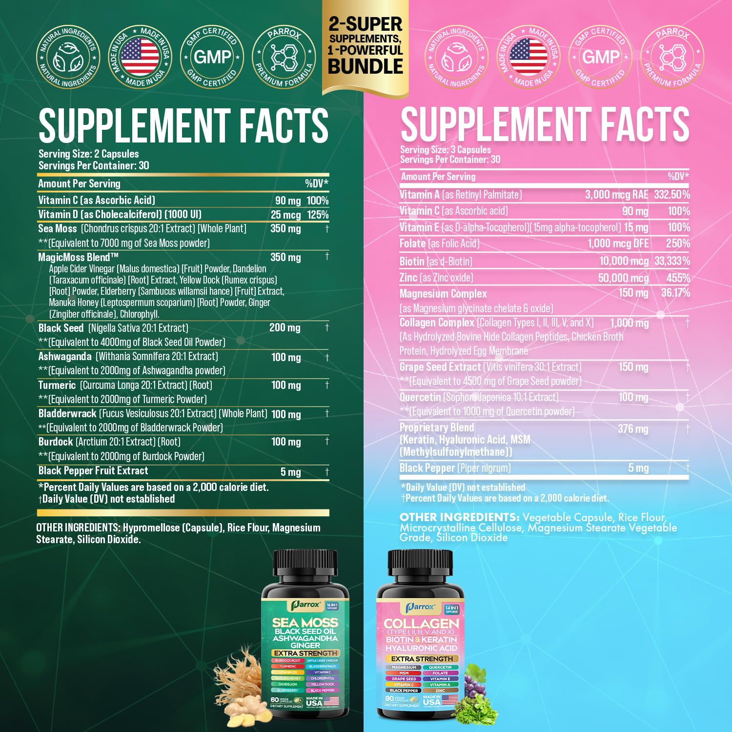 Sea Moss 16-in-1 capsules label