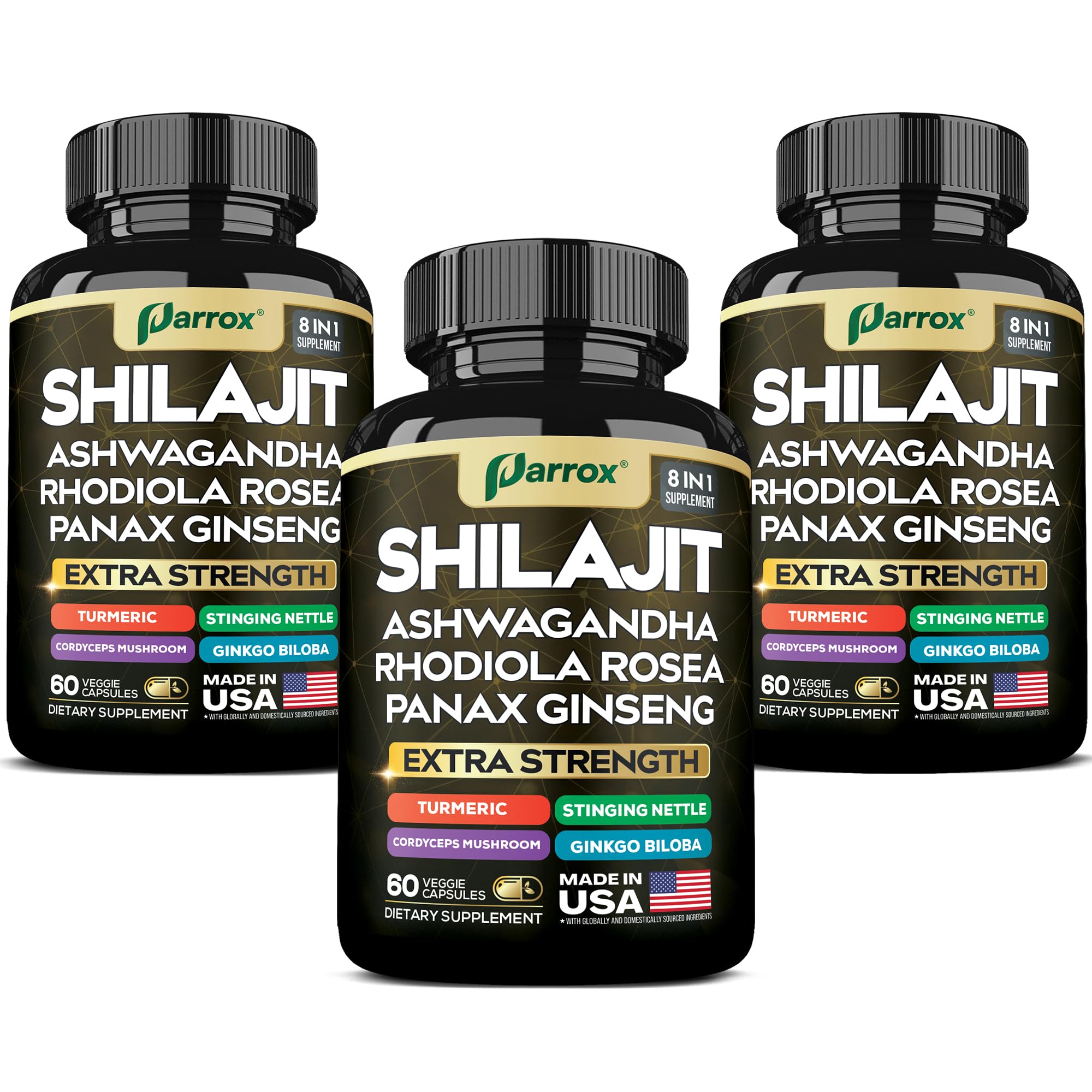 Hero image of Parrox Shilajit 8-in-1 supplement bottle
