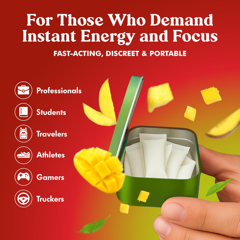 Parrox Zennies Mango Blast ingredients-graphic lists Alpha GPC and L-Theanine benefits.