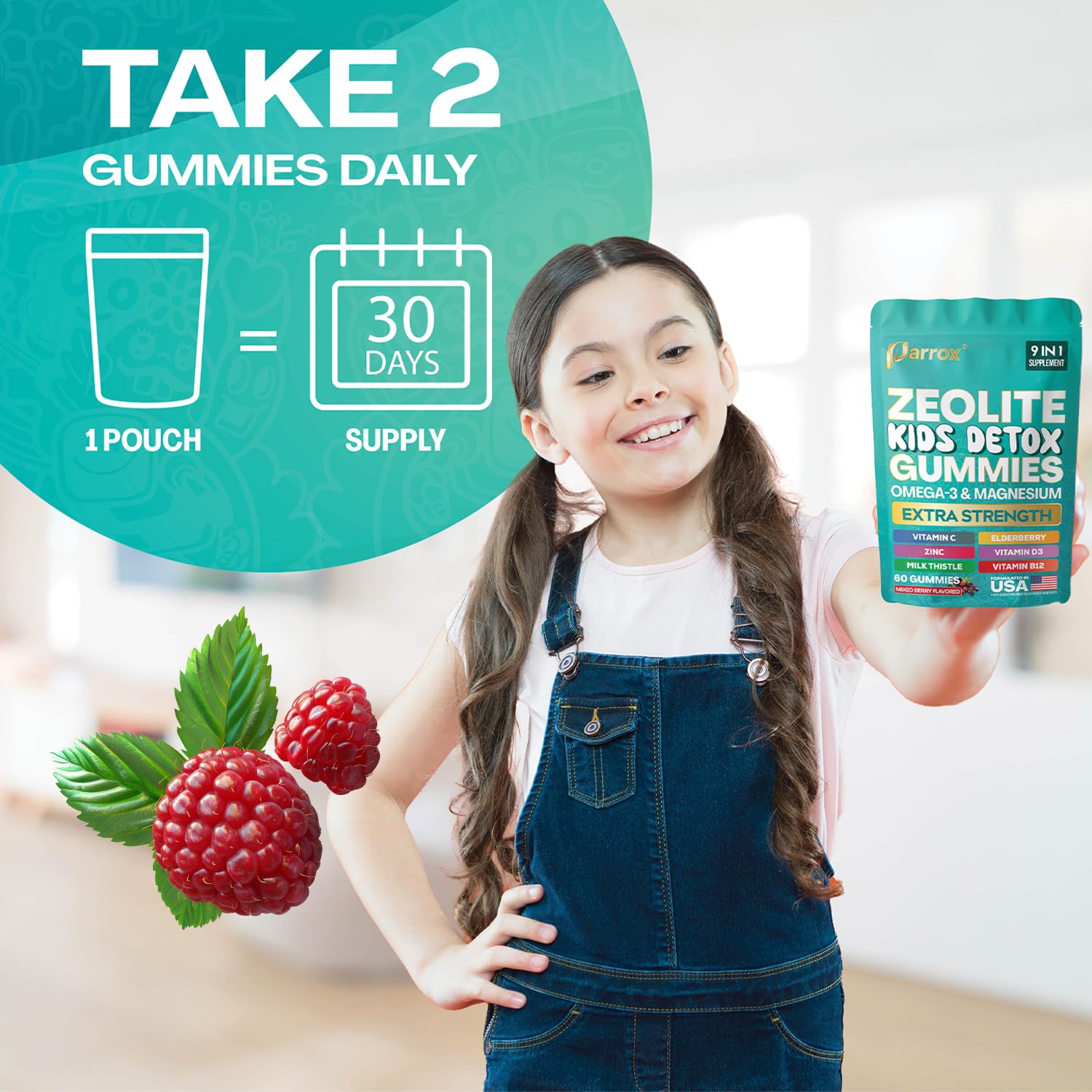 Mess-free, melt-proof design of Parrox Zeolite Kids Gummies