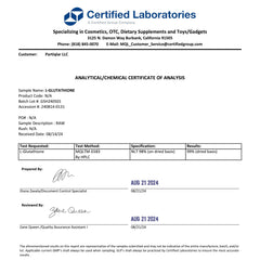 PartiQlar Pure L-Glutathione bottle with open cap for convenient dosing.