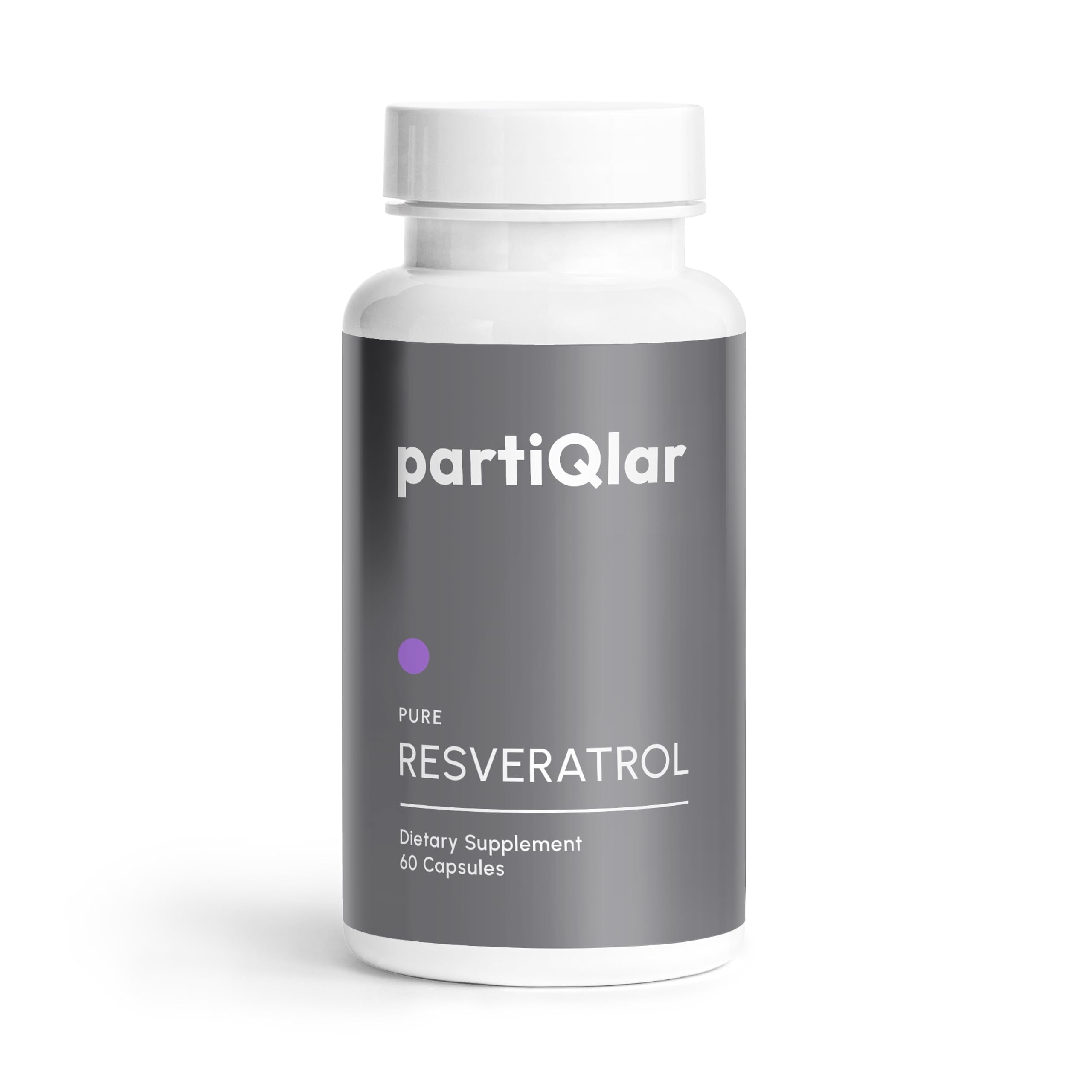 partiqlar Trans-Resveratrol bottle and capsules
