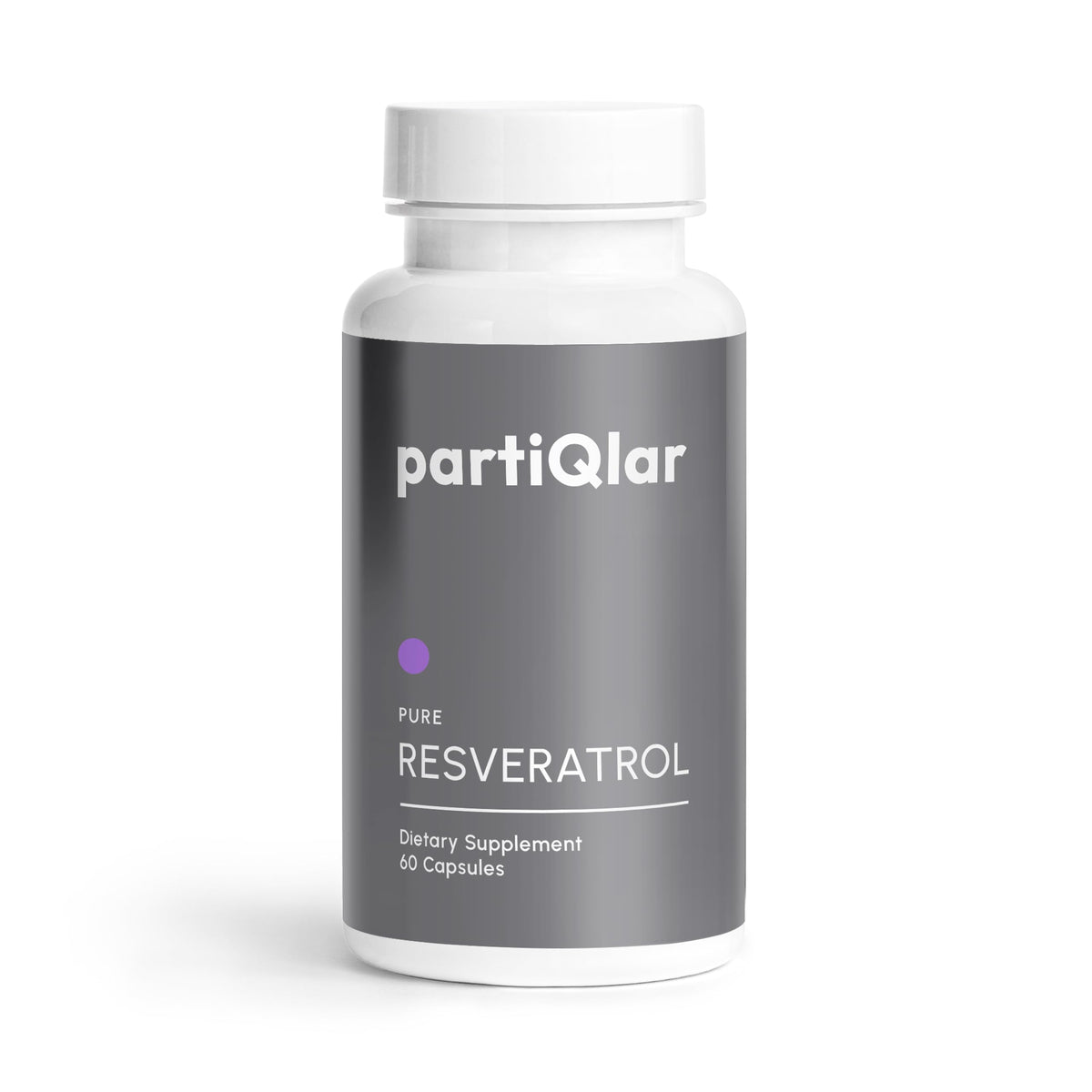 partiqlar Trans-Resveratrol bottle and capsules
