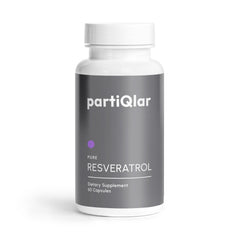 partiqlar Trans-Resveratrol bottle and capsules