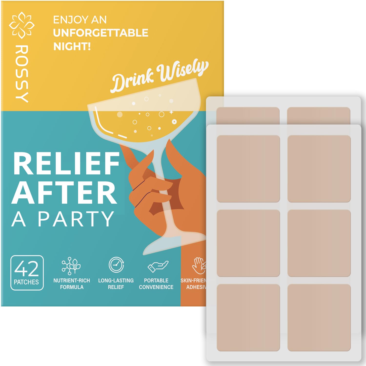 Party Recovery Patch packaging featuring green tea