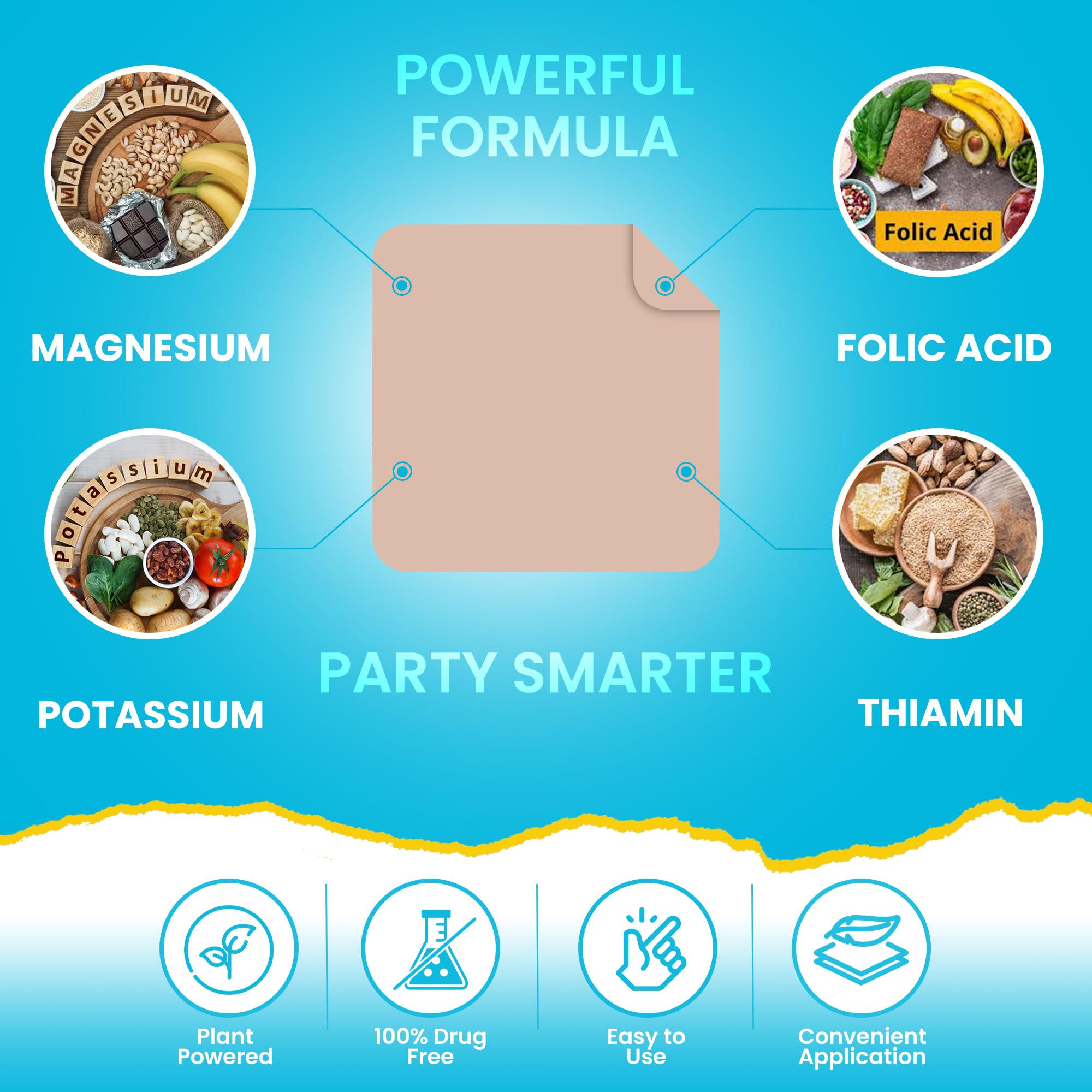 Patch applied to skin for easy use