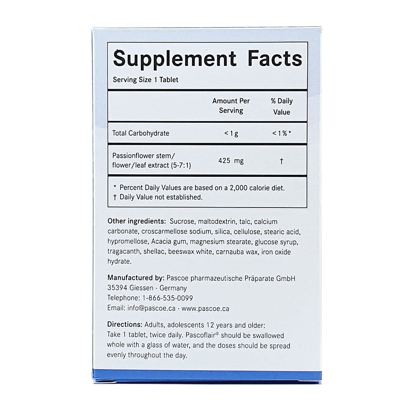 Pascoflair passionflower sleep aid bottle