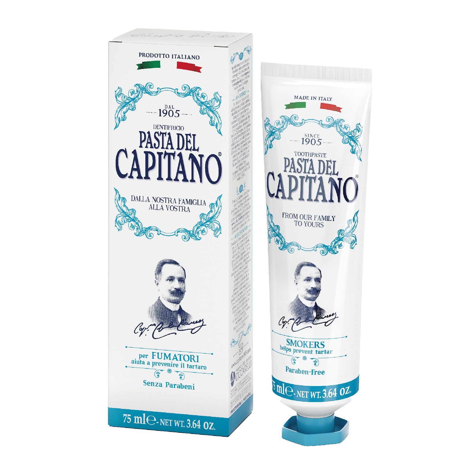 Pasta del Capitano 1905 Smokers toothpaste packaging and tube