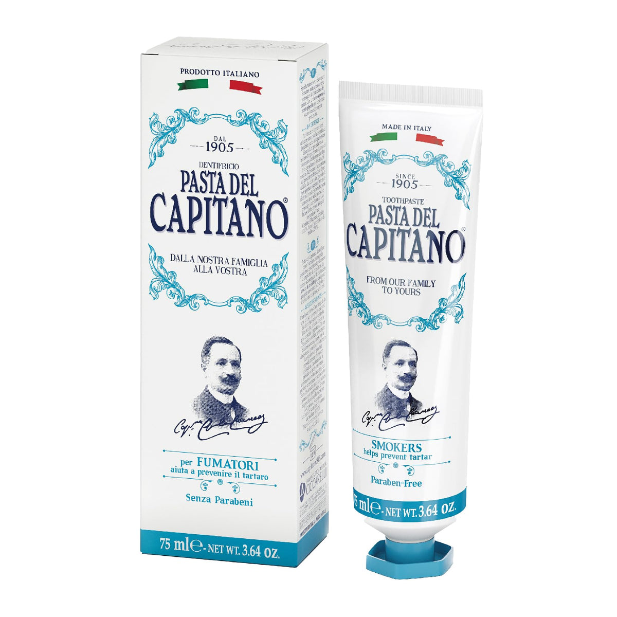 Pasta del Capitano 1905 Smokers toothpaste packaging and tube
