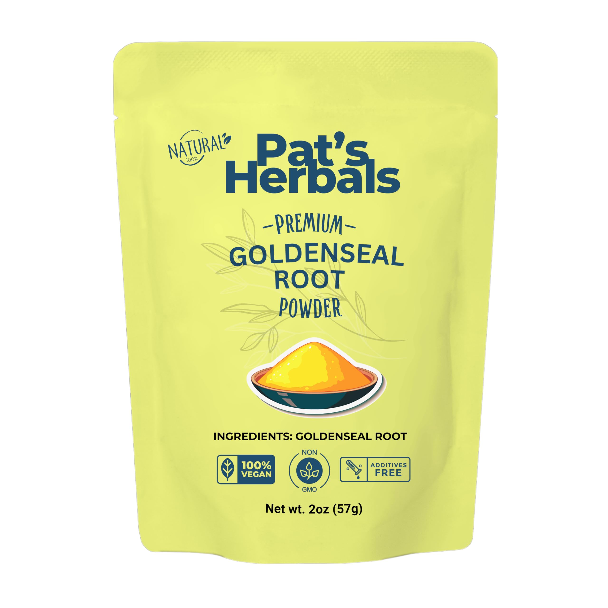 Pat's Herbals Goldenseal Root Powder 2oz front label