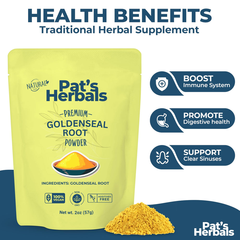 Goldenseal root powder 2oz label close-up