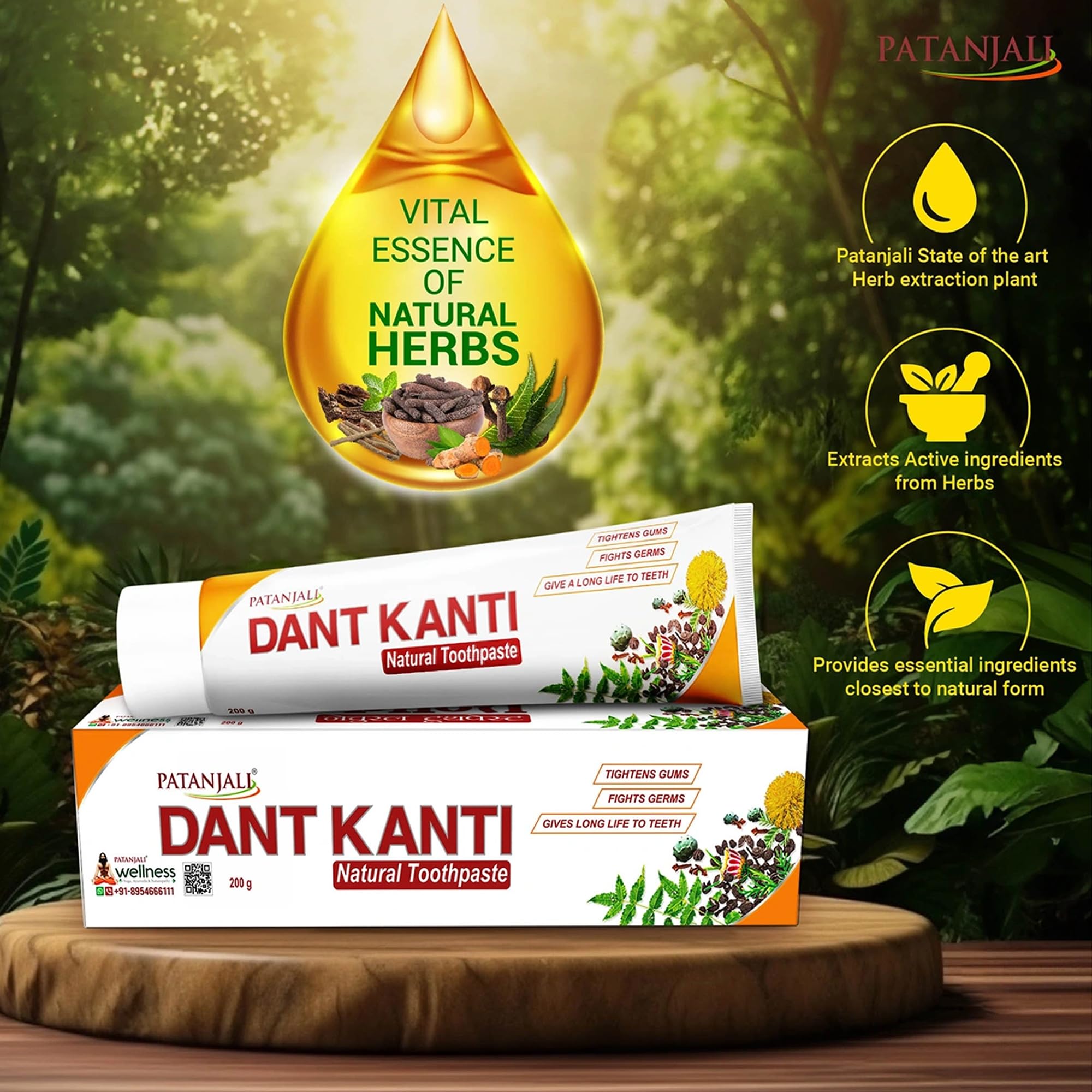 Close-up of natural herbal ingredients used in Patanjali Dant Kanti