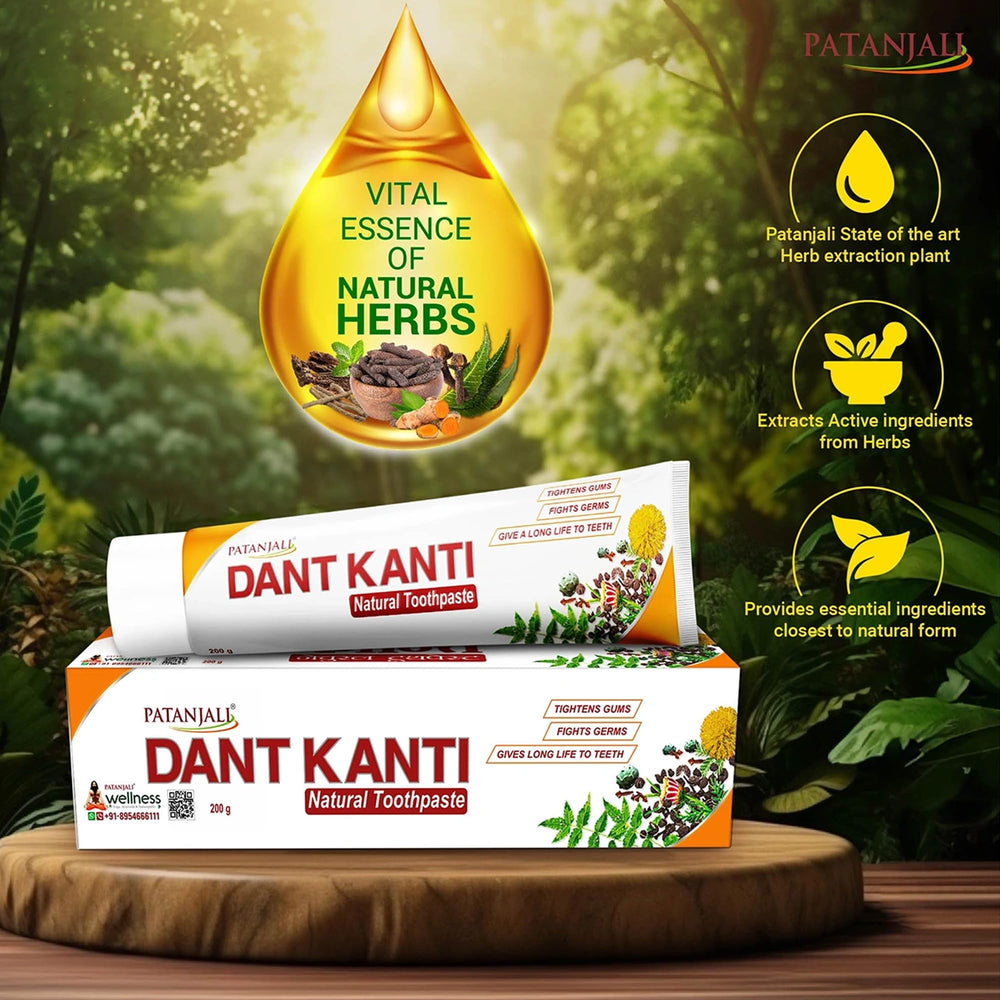 Close-up of natural herbal ingredients used in Patanjali Dant Kanti
